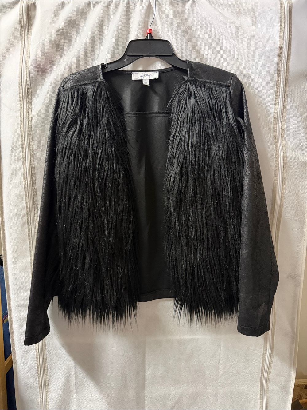 libby. edelman Black Faux Fur-Front Open Jacket